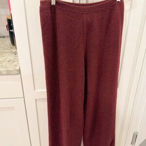 Neiman Marcus 100% cashmere burgundy/wine red elastic waist loose  pants M/L